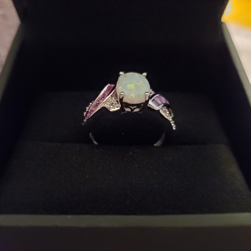 Opal and Pink Topaz Dinner Ring.
